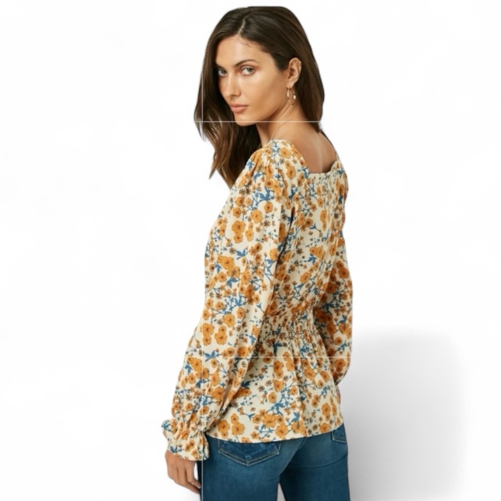 Like It Like That Floral Flared Hem Long Sleeve Top Women's Medium - Picture 3 of 14